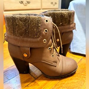 Tan lace up booties